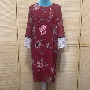 ❤️#2 J. Jill Burgundy Floral Long Sleeve Dress
